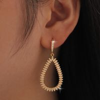 1 Pair Ig Style Water Droplets Plating Inlay Copper Zircon 18k Gold Plated Drop Earrings main image 3