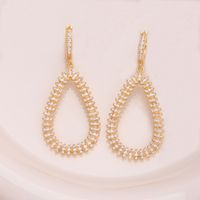 1 Pair Ig Style Water Droplets Plating Inlay Copper Zircon 18k Gold Plated Drop Earrings main image 7