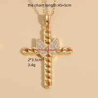 Casual Cross Copper Irregular Inlay Zircon 14k Gold Plated Necklace main image 3