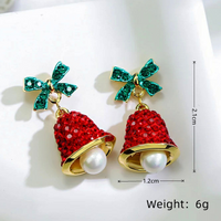 Wholesale Jewelry Cute Bow Knot Bell Alloy Rhinestones Enamel Plating Inlay Drop Earrings sku image 1