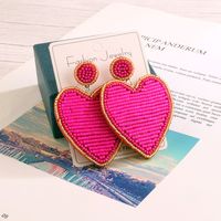 1 Pair Lady Heart Shape Stainless Steel Cloth Glass Drop Earrings main image 8