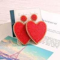1 Pair Lady Heart Shape Stainless Steel Cloth Glass Drop Earrings main image 7