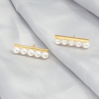 1 Pair Luxurious Sexy Solid Color Plating Inlay Copper Artificial Pearls 18k Gold Plated Ear Studs main image 6