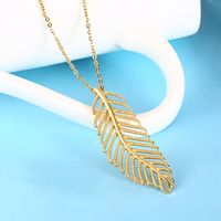 304 Stainless Steel 18K Gold Plated Casual Simple Style Plating Hollow Out Inlay Leaf Zircon Earrings Necklace sku image 2