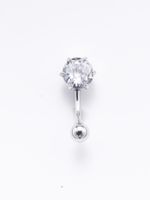Simple Style Solid Color Stainless Steel Diamond Belly Ring In Bulk sku image 1