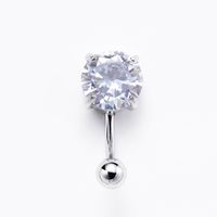 Simple Style Solid Color Stainless Steel Diamond Belly Ring In Bulk sku image 4