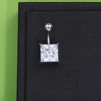 Simple Style Solid Color Stainless Steel Diamond Belly Ring In Bulk sku image 3
