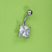 Simple Style Solid Color Stainless Steel Diamond Belly Ring In Bulk sku image 5