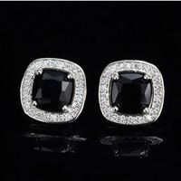 1 Pair Casual Elegant Square Plating Inlay Copper Zircon White Gold Plated Ear Studs main image 7