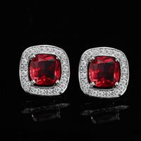 1 Pair Casual Elegant Square Plating Inlay Copper Zircon White Gold Plated Ear Studs main image 5