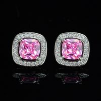 1 Pair Casual Elegant Square Plating Inlay Copper Zircon White Gold Plated Ear Studs main image 6