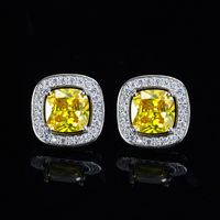 1 Pair Casual Elegant Square Plating Inlay Copper Zircon White Gold Plated Ear Studs sku image 7