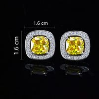 1 Pair Casual Elegant Square Plating Inlay Copper Zircon White Gold Plated Ear Studs main image 3