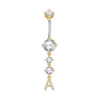 Simple Style Letter Copper 14k Gold Plated Zircon Belly Ring In Bulk sku image 4