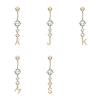 Simple Style Letter Copper 14k Gold Plated Zircon Belly Ring In Bulk main image 7