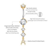 Simple Style Letter Copper 14k Gold Plated Zircon Belly Ring In Bulk main image 3