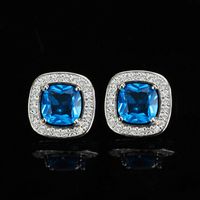 1 Pair Casual Elegant Square Plating Inlay Copper Zircon White Gold Plated Ear Studs sku image 6