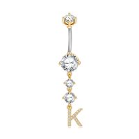 Simple Style Letter Copper 14k Gold Plated Zircon Belly Ring In Bulk sku image 6