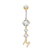 Simple Style Letter Copper 14k Gold Plated Zircon Belly Ring In Bulk sku image 7
