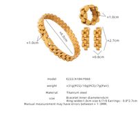 Wholesale Casual Punk Simple Style Solid Color Titanium Steel Plating Hollow Out 18k Gold Plated Rings Bracelets Earrings main image 2