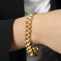 Wholesale Casual Punk Simple Style Solid Color Titanium Steel Plating Hollow Out 18k Gold Plated Rings Bracelets Earrings sku image 8