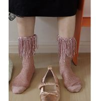 Women's Sweet Solid Color Polyacrylonitrile Fiber Tassel Crew Socks 1 Piece sku image 1