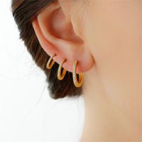 1 Pair Vintage Style Simple Style Classic Style Round Plating Inlay Copper Zircon 14k Gold Plated Hoop Earrings main image 5