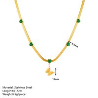 Rostfreier Stahl 18 Karat Vergoldet Elegant Überzug Herzform Schmetterling Strasssteine Halskette Mit Anhänger main image 2