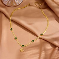 Acero Inoxidable Chapados en oro de 18k Elegante Enchapado Forma De Corazón Mariposa Diamantes De Imitación Collar Colgante main image 3