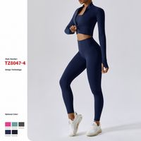 Simple Style Solid Color Nylon Spandex Standing Collar Tracksuits 3 Piece Sets main image 7