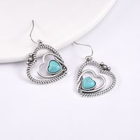 1 Pair Elegant Vintage Style Heart Shape Inlay Alloy Natural Stone Drop Earrings main image 4