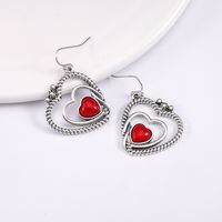 1 Pair Elegant Vintage Style Heart Shape Inlay Alloy Natural Stone Drop Earrings main image 5