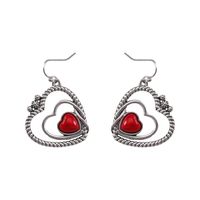 1 Pair Elegant Vintage Style Heart Shape Inlay Alloy Natural Stone Drop Earrings sku image 2