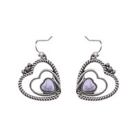 1 Pair Elegant Vintage Style Heart Shape Inlay Alloy Natural Stone Drop Earrings sku image 3