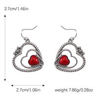 1 Pair Elegant Vintage Style Heart Shape Inlay Alloy Natural Stone Drop Earrings main image 2