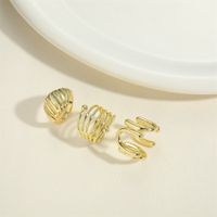 Simple Style Geometric Copper Criss Cross Twist Copper 14k Gold Plated Open Rings main image 7