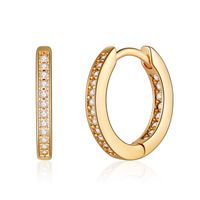 1 Pair Vintage Style Simple Style Classic Style Round Plating Inlay Copper Zircon 14k Gold Plated Hoop Earrings sku image 2