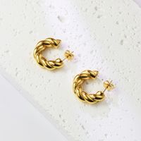 1 Pair Simple Style Round Plating Stainless Steel 18k Gold Plated Earrings main image 5