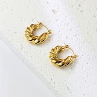 1 Pair Simple Style Round Plating Stainless Steel 18k Gold Plated Earrings main image 2