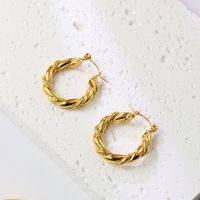 1 Pair Simple Style Round Plating Stainless Steel 18k Gold Plated Earrings main image 3
