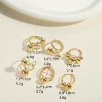 Hip-hop Punk Classic Style Geometric Copper Criss Cross 14k Gold Plated Open Rings main image 2
