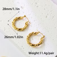 1 Pair Simple Style Round Plating Stainless Steel 18k Gold Plated Earrings sku image 2