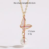1 Piece Korean Style Star Butterfly Copper Pearl Plating Inlay Shell 14k Gold Plated Pendant Necklace main image 3