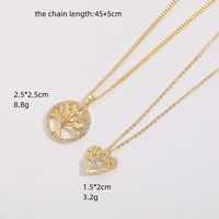 1 Piece Korean Style Tree Heart Shape Copper Inlay Zircon 14k Gold Plated Pendant Necklace main image 3