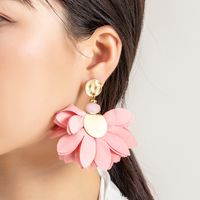 1 Pair Elegant Streetwear Flower Plating Alloy Polyester Gold Plated Drop Earrings main image 6