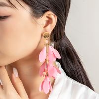 1 Pair Elegant Streetwear Flower Plating Alloy Polyester Gold Plated Drop Earrings main image 7