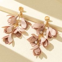 1 Pair Elegant Streetwear Flower Plating Alloy Polyester Gold Plated Drop Earrings sku image 4