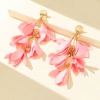 1 Pair Elegant Streetwear Flower Plating Alloy Polyester Gold Plated Drop Earrings sku image 3