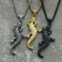 Hip-Hop Retro Lizard Titanium Steel Plating 18K Gold Plated Men's main image 7
