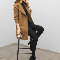 Foreign Trade Explosion 2022 Autumn And Winter New Coat Woolen Coat Women's Mid-length Cocoon Shaped Double Breasted Woolen Loose Slimming main image 6